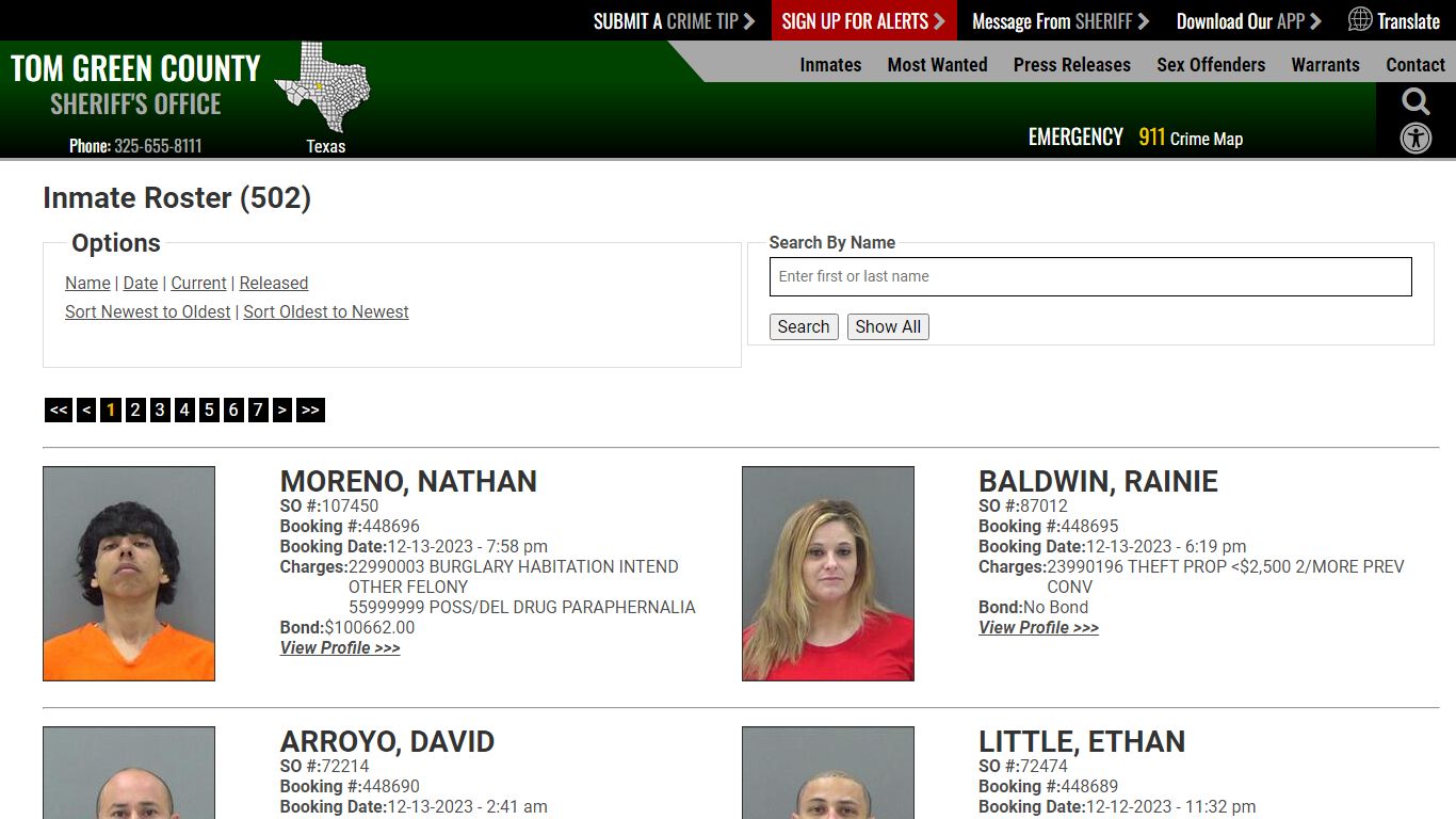 Inmate Roster (500) - Tom Green County Sheriff